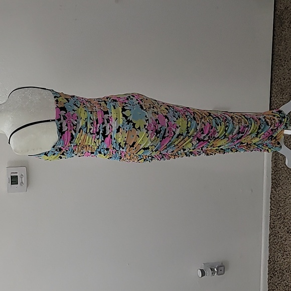 ARFM Ruched Mesh Midi Slipdress in Sky Floral Size Large NWT - Picture 14 of 15